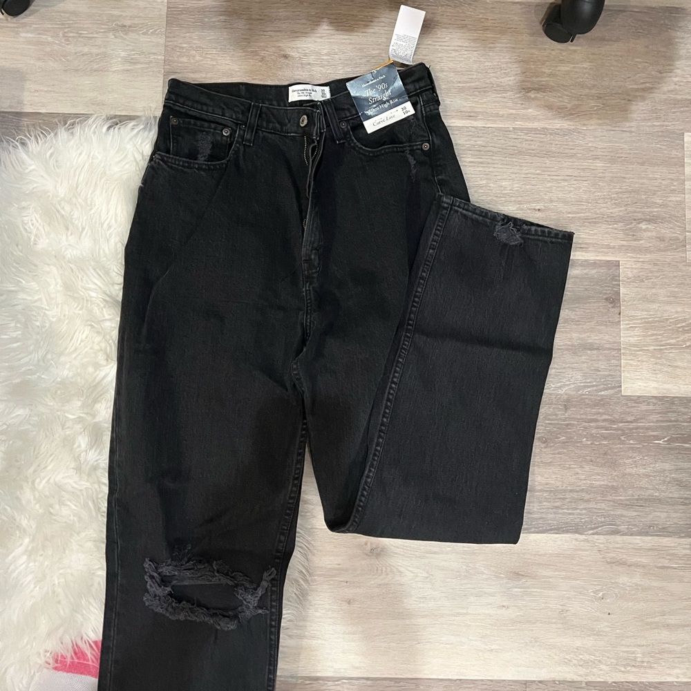 Never worn with tags black 90s straight leg curve love Abercrombie jeans 10r